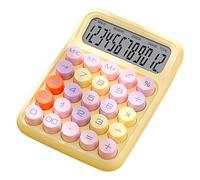 Colorful Calculator, Battery Power Mechanical Keyboard Big Buttons Electronic Desktop Calculator with Digit Display for Home School Office (Lemon yellow)