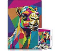 Colorful Camel Pop Art Portrait Adult Jigsaw1000 Pieces Educational Play with Challenge Special Heartfelt Present Option Size 50x75cm