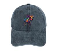 Colorful Canadian Moose Abstract Paint Wildlife Baseball Cap for Men Women Adjustable Denim Cap Trucker Hat Navy-style