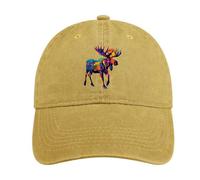 Colorful Canadian Moose Abstract Paint Wildlife Baseball Cap for Men Women Adjustable Denim Cap Trucker Hat Sand Colour-style