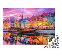 Colorful Canal Scene 1000pc Jigsaw Puzzle for Adults Cosy Night In Stress Relief Puzzle Brain Teaser Eco-friendly 70x50cm/1000pcs