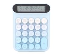 Colorful Candy Calculator, Mechanical Calculator Cute 10 Digit LCD Display Big Round Calculator, for School Office Business Home, Automatic Sleep, with Battery, 24 Keys (Blue)