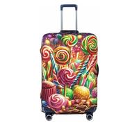 Colorful Candy Country with Lollipops, Chocolate Elastic Travel Luggage Cover Suitcase Protector, Print Suitcase Baggage Cover Anti-Scratch