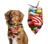Colorful Candy Dog Bandanas Cute Soft Cotton Puppy Scarves Washable Daily Summer Durable Triangle Reversible Bibs Suitable for Small Medium Large Dogs and Cats