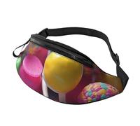 Colorful candy Fanny Pack for Men Women, Waterproof Sports Waist Bag Fashion Belt Bag Crossbody Bags Hip Bum Bag with Adjustable Strap Large Sling Bag Purse for Travel Hiking