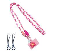 Colorful Candy Five Blossom Cell Phone Garland Handmade Ribbon with Pad Wrist Strap Phone Collar Phone Garland Phone Accessories