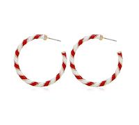 Colorful Candy Hoop Earrings for Women Girls Gold Plated Big Twisted Diagonal Striped Christmas Statement Dangle Drop Huggie Open Hoops Earring Fashion Fun Lightweight Xmas Holiday Festival Ornament