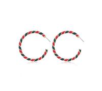Colorful Candy Hoop Earrings for Women Girls Gold Tone Big Twisted Diagonal Striped Xmas Statement Dangle Drop Huggie Open Hoops Earring Fashion Fun Festival Ornament Jewelry Gifts (Red Green)