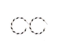 Colorful Candy Hoop Earrings for Women Girls Gold Tone Big Twisted Diagonal Striped Xmas Statement Dangle Drop Huggie Open Hoops Earring Fashion Fun Festival Ornament Jewelry Gifts (Black White)