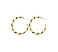 Colorful Candy Hoop Earrings for Women Girls Gold Tone Big Twisted Diagonal Striped Xmas Statement Dangle Drop Huggie Open Hoops Earring Fashion Fun Festival Ornament Jewelry Gifts (Yellow Green)