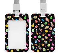 Colorful Candy Pattern Funny ID Badge Holder with Detachable Neck Lanyards Vertical Card for Offices Men Women