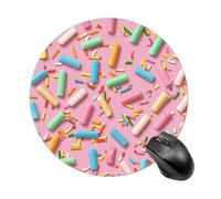 Colorful Candy Pattern Mousepad Round Computer Mousepad Waterproof Gaming Mousepads with Non-Slip Rubber Base Washable Mousepads Personalized Mousemat for Desk Pad 7.8 Inch