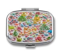 Colorful Candy Pill Case Travel Portable Pocket Pill Box 2 Compartment Medicine Case Large Capacity Daily Pill Cases Vitamin Organizer Medicine Organizer Small Pill Box