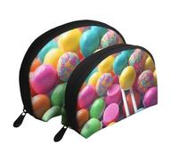 Colorful Candy Portable Shell Cosmetic Bag Set - Travel Makeup Organiser with Zipper & Inner Compartments