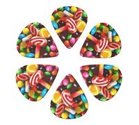 Colorful Candy Print Guitar Picks 6 Pack With Organizer Storage Bag 0.46 0.71 0.96mm Guitar Plectrums Guitars Accessories For Bass Electric Acoustic Guitars