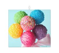 Colorful Candy Print Microfiber Dish Drying Mat,Absorbent Quick Dry Kitchen Counter Mat,Non Slip Foldable Drainer Pad