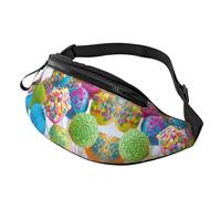 Colorful Candy Waist Bag Bumbags for Men Women, Print Polyester Waist Pack for Travel Walking Sport with Adjustable Strap