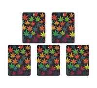 Colorful Cannabis Leaves Car Air Freshener Hanging Incense Chips 5 Pack Automotive Scented Hanging Sheets for Car Home Auto Interior Decor Square,black-style