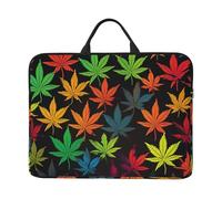 Colorful Cannabis Leaves Laptop Case 14 in, TSA Laptop Sleeve Shockproof Protective Notebook Case Water Resistant Computer Bag with Handle Briefcase Handbags for Men Women