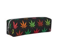 Colorful Cannabis Leaves Print Adults Pencil Case Pouch Stationery Organizer Office Travel Supply Accessory
