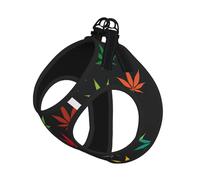 Colorful Cannabis Leaves Print Dog Harness and Leash Set,Breathable Adjustable Escape Proof Vest for Cats Dogs