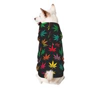 Colorful Cannabis Leaves Print Dog Hoodie For Small Dogs, Warm, Soft, And Breathable Sweatshirt, Easy To Wear Jumper, Pet Winter Weather Coat Pullover
