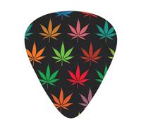 Colorful Cannabis Leaves print Guitar Picks 12 Pack Assorted Thickness for Guitar,ukulele,0.46/0.71/0.96mm