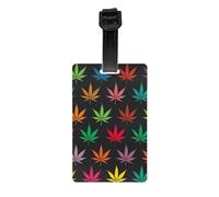 Colorful Cannabis Leaves Print Luggage Tag Suitcases Identification Labels Set Travel Bag Backpack Suitcase Tags