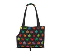 Colorful Cannabis Leaves Print Pet Tote Bag, Foldable Portable Single Shoulder Pet Carrier For Small Dogs Cats