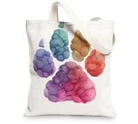 Colorful Canvas Tote Bags, Artistic Gradient Paw Print Pattern Reusable Shopping Bags, Lightweight Washable Eco-Friendly Sh, Colorful, 13x15 Inch