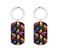 Colorful Capuchin Monkeys Custom Keychains for Men Women Funny Key Chain Accessory Backpack Purse Bag Charms Gifts