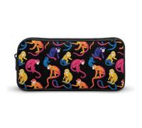Colorful Capuchin Monkeys Funny Pen Case Pencil High Capacity Pouch Stationery Bag Makeup Cosmetic Organizer For Men Women