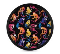 Colorful Capuchin Monkeys Modern Wall Clock 10 Inch Non Ticking Silent Quartz Round Clocks for Home Office Decor