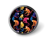 Colorful Capuchin Monkeys Round Brooch Pin Lapel Pins Tie Suit Dress Accessories Wedding Birthday for Men Women