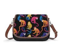 Colorful Capuchin Monkeys Women's Crossbody Bag Fashion Shoulder Handbags Message Tote Bag with Adjustable Strap