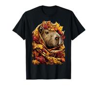 Colorful Capybara Fall Leaves Forest Vibes Autumn Aesthetic T-Shirt