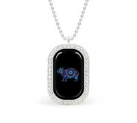 Colorful Capybara Necklace Gift for Women White Diamond Necklaces Sparkling Rectangular Pendant with Chain