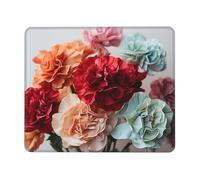 Colorful carnations flowers Mouse Pad with Stitched Edge, Comfortable Mouse Pads with Non-Slip Rubber Base Gaming Mouse Mat Washable Mousepads Computers Laptop Desk Accessories for Office 10 x 12 inch