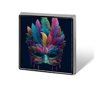 Colorful Carnival Mask with Feathers Fantasy Unisex Brooches & Pins Square Lightweight Lapel Badge Jewelry for Clothing Shawl Hat