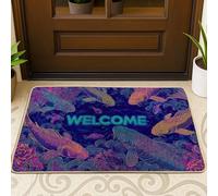 Colorful Carp Fish Doormat, Vibrant Welcome Entrance Mat for Indoor & Outdoor Decor, Artistic Non-Slip Rubber Dust Absorbent Floor Mat, Easy to Clean 29x17 Inch
