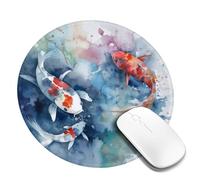 Colorful Carp Fish in The Pond Watercolor Mouse Pad Waterproof Gaming Mousepad with Non-Slip Rubber Base Round Computer Mouse Mat for Office Latop Mousepads Washable Cloth Desk Pad 8 x 8 in