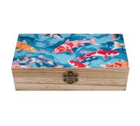 Colorful Carp Fish Japanese Wooden Storage Box With Lid Decorative Keepsake Boxes Jewelry Organizer Case Container Craft Gifts