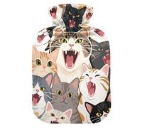 Colorful Cartoon Animal Cat hot Water Bottle with Soft Cover, 2L Warm Water Bottle for Bed for Pain Relief, Neck and Shoulder Pain Relief, compresas calientes para el vientre