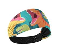 Colorful Cartoon Animal Dinosaur Cooling headbands for women's hair Stretchy wide head bands for women's hair for Athletic Sports basketball tennis Volleyball