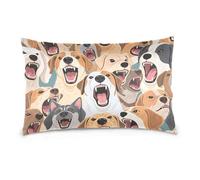 Colorful Cartoon Animal Dog Standard/Queen Size empty pillow case with zipper 100 percent cotton pillowcase Lightweight, Soft Easy Care fundas para almohadas 20x30 inchs Set of 2