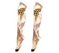 Colorful Cartoon Animal Giraffe Women Thigh High Stockings Casual Fashion Warm Over The Knee Socks for Fashionistas Knee High Leg Warmer for Daily Wear, Cosplay medias altas para ni?as 1 pair