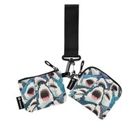 Colorful Cartoon Animal Shark Women's Money Organizers Compact Size Zipper Cash Coin Purse with Zipper Coin Pocket for Daily Use 2 Packs tarjetero para Credit