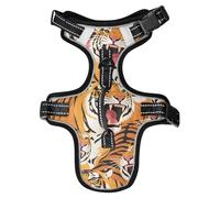 Colorful Cartoon Animal Tigers Reflective Dog Walking Gear for French Bulldog Hiking Stretchy Dog Vest for Walking Chaleco para perro Medium