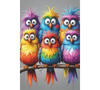 Colorful Cartoon Birds Notebook - 6x9 Journal with 100 Lined Pages | Cute Bird Lover Gift for Writing, Journaling & Notes