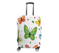 Colorful Cartoon Butterfly Travel Luggage Cover Stretchable Airplane Suitcase Protector Sleeve Universal Washable Fit for 19-32 Inch Checked Baggage,Water Resistant Durable Luggage Protector X-Large